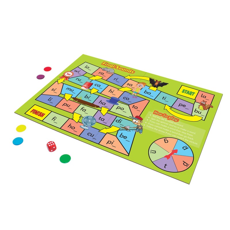 Junior Learning Phonics Board Games Set, 6 Counters, Ages 4-5, Language Skills, Pre K-K, Medium - Image 5